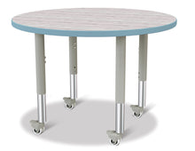 Load image into Gallery viewer, Berries® Round Activity Table - 36&quot; Diameter, Mobile - Driftwood Gray/Coastal Blue/Gray - MMEE Distributors
