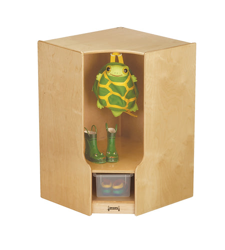 Jonti-Craft® Toddler Corner Coat Locker with Step - with Clear Cubbie-Trays - MMEE Distributors