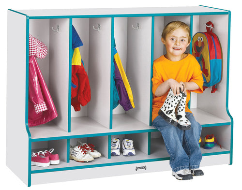 Rainbow Accents® Toddler 5 Section Coat Locker with Step - without Trays - Purple - MMEE Distributors