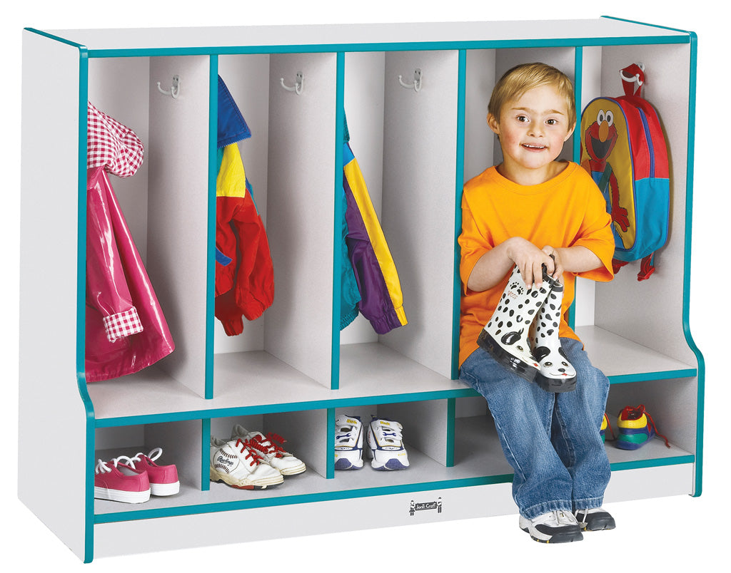Rainbow Accents® Toddler 5 Section Coat Locker with Step - without Trays - Purple - MMEE Distributors