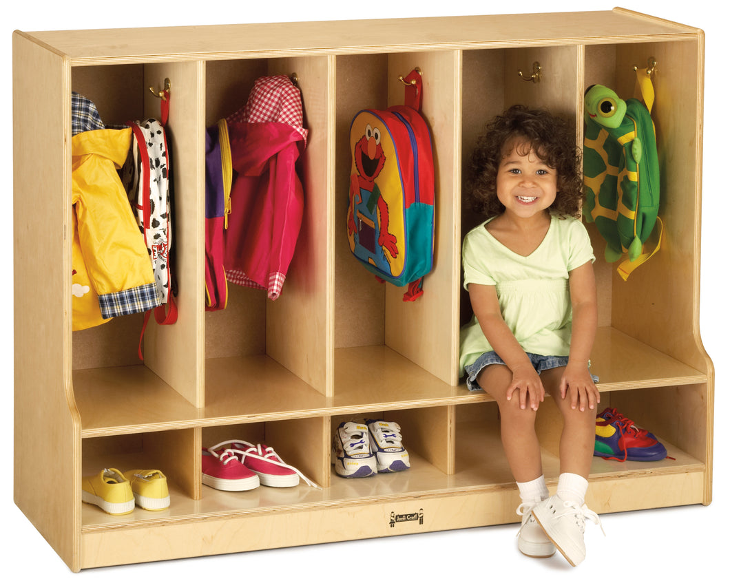 Jonti-Craft® Toddler 5 Section Coat Locker with Step - without Cubbie-Trays - MMEE Distributors