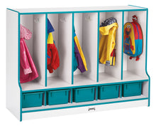 Load image into Gallery viewer, Rainbow Accents® Toddler 5 Section Coat Locker with Step -  with Trays - Green - MMEE Distributors
