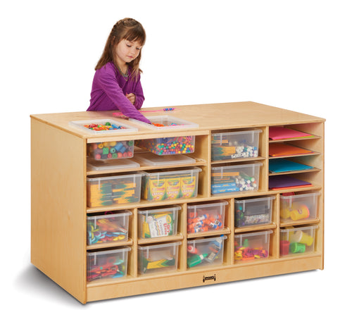Jonti-Craft® Mobile Twin Storage Island - with Clear Trays - MMEE Distributors