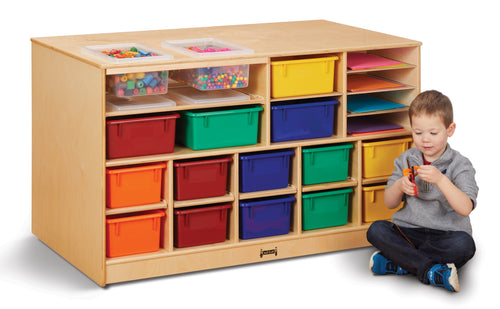 Jonti-Craft® Mobile Twin Storage Island - with Colored Trays - MMEE Distributors
