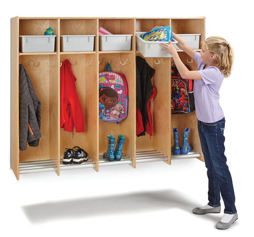 Jonti-Craft® 5 Section Hanging Locker - with Platinum Tubs - MMEE Distributors