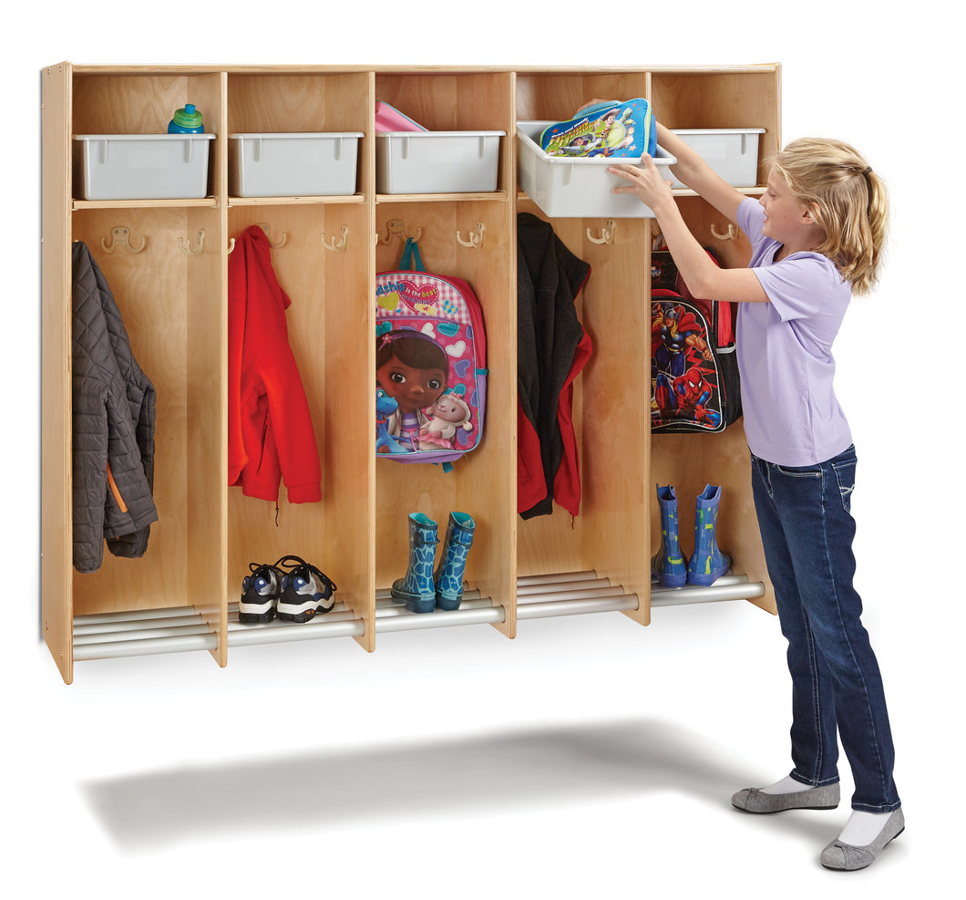 Jonti-Craft® 5 Section Hanging Locker - with Platinum Tubs - MMEE Distributors