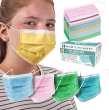 Load image into Gallery viewer, Kids Face Masks 50 Pk 3-Ply Protective PPE (5 Colors, 10 Each) - MMEE Distributors
