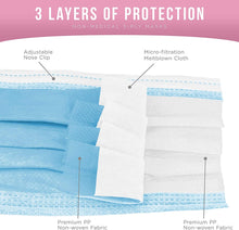 Load image into Gallery viewer, Kids Face Masks 50 Pk 3-Ply Protective PPE (5 Colors, 10 Each) - MMEE Distributors
