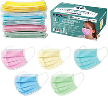 Load image into Gallery viewer, Kids Face Masks 50 Pk 3-Ply Protective PPE (5 Colors, 10 Each) - MMEE Distributors
