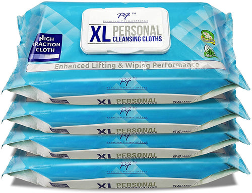 HIGH TRACTION XL UBER THICK Adult WIpes Wash Cloths, LARGE, & STRONG (4 packs x 56 wipes = 224 wipes) - MMEE Distributors
