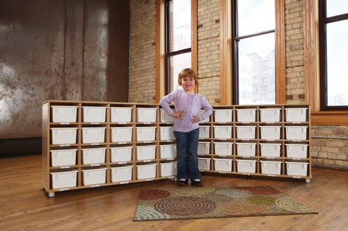 TrueModern® Twenty-Cubbie Shelf - with White Cubbie-Trays - MMEE Distributors