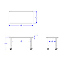 Load image into Gallery viewer, Berries® Rectangle Dry Erase Table - 24&quot; x 48&quot;, Mobile - Write-n-Wipe/Black/Black - MMEE Distributors
