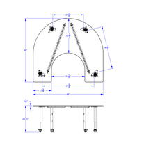 Load image into Gallery viewer, Berries® Horseshoe Activity Table - 66&quot; X 60&quot;, Mobile - Gray/Navy/Gray - MMEE Distributors
